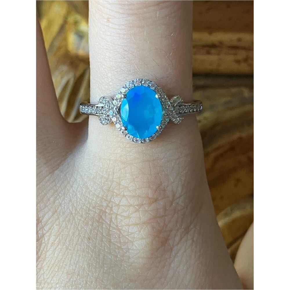 Blue Ethiopian Opal Ring Size 10.75